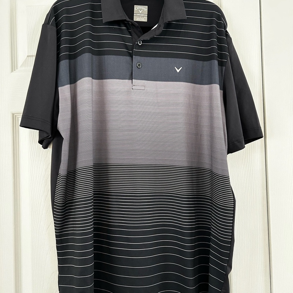 Callaway Men's Polo Shirt in Black and Gray Stripes